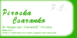 piroska csaranko business card